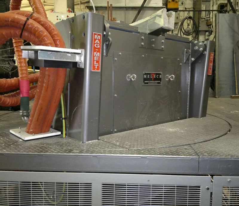 Induction melting furnace with rotation capability developed for special application